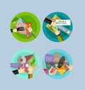 Set of flat design circle infographic icons Royalty Free Stock Photo