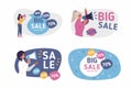 Set of flat design concept banners for woman big sales