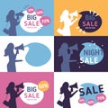 Set of flat design concept banners for woman big sales