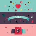 Set of flat design concept icons for beauty and shopping. Royalty Free Stock Photo