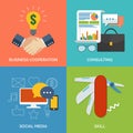 Set of flat design concept icons for business. Royalty Free Stock Photo