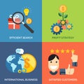 Set of flat design concept icons for business. Royalty Free Stock Photo