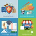 Set of flat design concept icons for business. Royalty Free Stock Photo