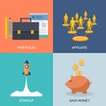 Set of flat design concept icons for business. Royalty Free Stock Photo