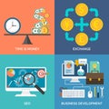 Set of flat design concept icons for business. Royalty Free Stock Photo