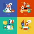 Set of flat design concept icons for foreign languages. Royalty Free Stock Photo