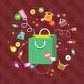 Set of flat design concept icons for shopping Royalty Free Stock Photo