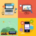 Set of flat design concept icons for travel,business, web and mobile services and apps. Icons for education, on-line Royalty Free Stock Photo