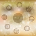 Set of flat design concept icons for weather on yellow blurred b