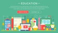 Set of flat design concept icons for web and mobile services and apps. Icons for education, online education, online Royalty Free Stock Photo