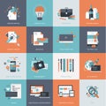 Set of flat design concept icons for website and app development, graphic design, branding, seo