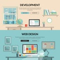 Set of flat design concept for web development Royalty Free Stock Photo