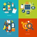 Set of flat design concepts for medical icons for mobile apps and web design.