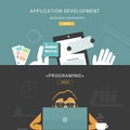 Set of Flat Design Concepts for Web Application Development Process and Programming. Royalty Free Stock Photo