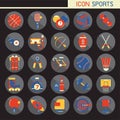 25 set Flat design, Contains such Icons rugby, bowling, football, basketball, baseball, tennis and more, Elements and objects o