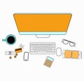 Set of flat design for desktop. Line icons flat design elements. Modern vector pictogram.