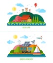 Set of flat design ecology background illustrations