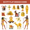 Set of flat design Egypt travel icons