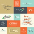 Set of flat design elements for Christmas and New Year greeting cards Royalty Free Stock Photo