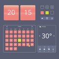 Set of flat design elements, widgets and icons Royalty Free Stock Photo