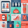 Set of flat design fashion icon