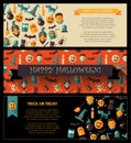 Set of flat design Halloween card templates