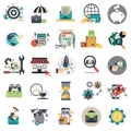 Business, management, finances and technology icon set. Flat vector