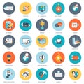 Set of flat design icons for business, pay per click, creative process, searching, web analysis, time is money, on line shopping. Royalty Free Stock Photo