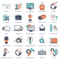 Set of flat design icons for business, pay per click, creative process, searching, web analysis, time is money Royalty Free Stock Photo