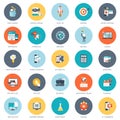 Set of flat design icons for business, pay per click, creative process, searching, web analysis, time is money