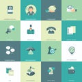 Set of flat design icons for business, pay per click, creative process, searching, web analysis, work-flow, on line shopping