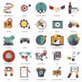 Set of flat design icons for business, pay per click, creative process, searching, web analysis, work-flow, on line shopping