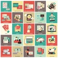 Set of flat design icons for business, pay per click, finance, searching, data security, technology, on line shopping Royalty Free Stock Photo