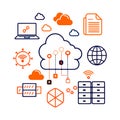 Cloud Computing and Network Technology Icons on White Background Royalty Free Stock Photo