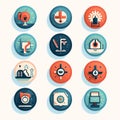 Set of flat design icons for medical and health care. Vector illustration Royalty Free Stock Photo