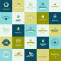 Set of flat design icons for nature, food and drink