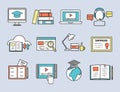 Flat design icons online education