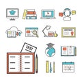 Flat design icons online education