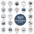 Set of flat design icons for Seo and Development