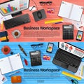 Set of flat design illustration concepts for business. Royalty Free Stock Photo