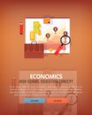 Set of flat design illustration concepts for economics. Education and knowledge ideas. Economical science. Concepts for