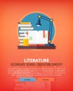 Set of flat design illustration concepts for literature. Education and knowledge ideas. Eloquence and oratory art.