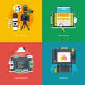 Set of flat design illustration concepts for photography, web design, programming, graphics. Education and knowledg