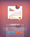 Set of flat design illustration concepts for statistics. Education and knowledge ideas. Economical science. Concepts for