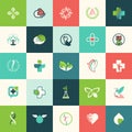 Set of flat design nature and beauty icons Royalty Free Stock Photo