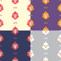 Set of flat design new year monkey seamless vector patterns Royalty Free Stock Photo