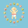 Set of flat design pastel cute baby icons Royalty Free Stock Photo
