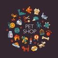 Set of flat design pet shop icons Royalty Free Stock Photo