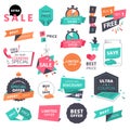 Set of flat design style badges and elements for shopping Royalty Free Stock Photo