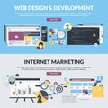 Set of flat design style banners for web development and internet marketing Royalty Free Stock Photo
